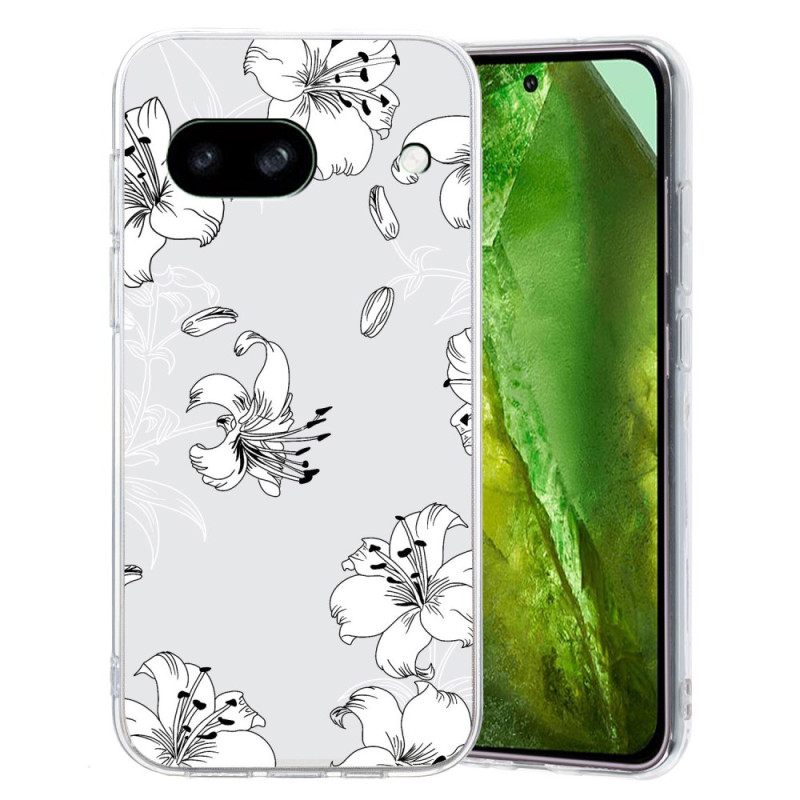 Google Pixel 8A Hoesje Bloemmotief Wit