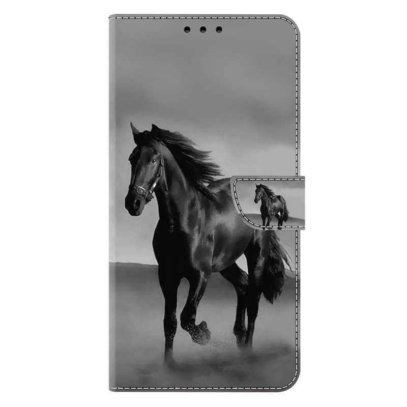 Google Pixel 9A hoesje met magnetische sluiting en 3D motief - Black Horse