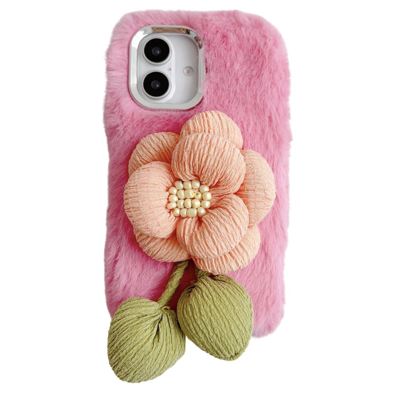 IPhone 16 Pluche Hoesje met 3D Bloem