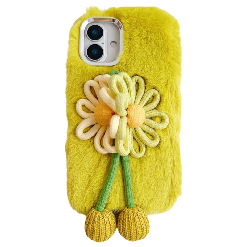 iPhone 16 hoesje pluche bloemdecoratie