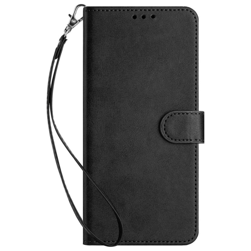 Beschermhoes voor iPhone 16E Simulated Leather Plain met Koord
