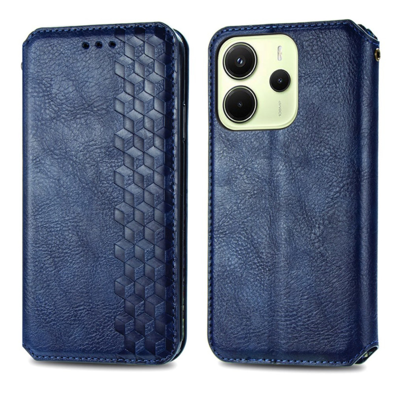 Flip Cover Xiaomi Redmi Note 14 4G Effet Cuir Vintage avec motif Losanges