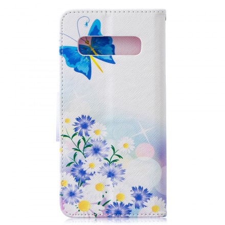 Samsung Galaxy S10 Hoesje Beschilderde Vlinders en Bloemen