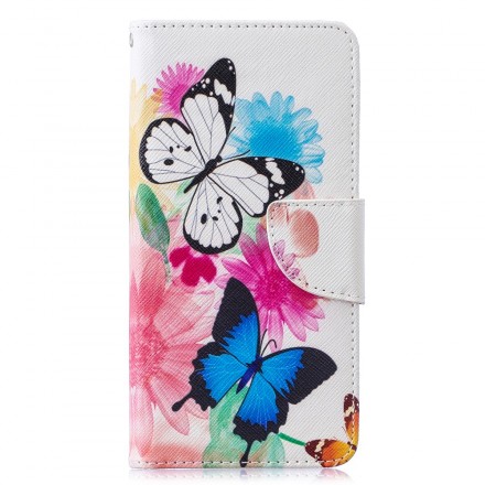Samsung Galaxy S10 Hoesje Beschilderde Vlinders en Bloemen