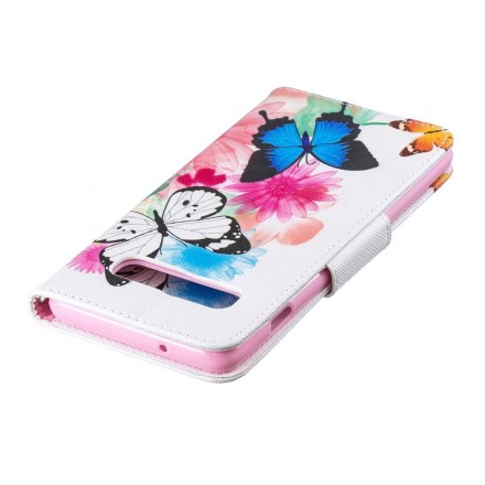 Samsung Galaxy S10 Hoesje Beschilderde Vlinders en Bloemen