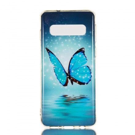 Samsung Galaxy S10 Vlinder Hoesje Blauw Fluoriserend
