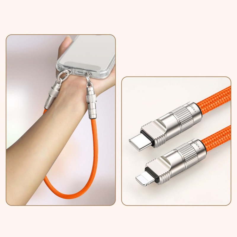 30 cm oplaadkabel met sleutelkoord Type-C naar L-poort