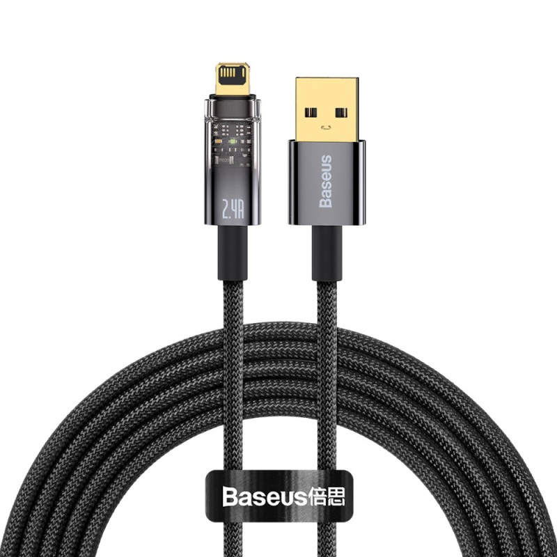 Explorer-serie BASEUS Quick Charge-kabel met LED-indicator - 2m