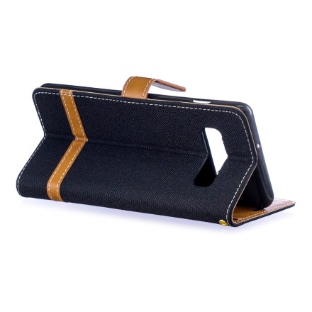 Samsung Galaxy S10 Plus stof en leer effect case met riem