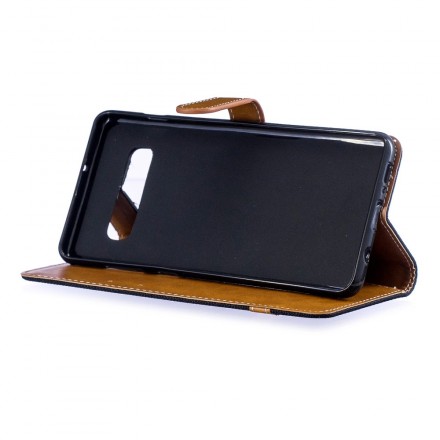 Samsung Galaxy S10 Plus stof en leer effect case met riem