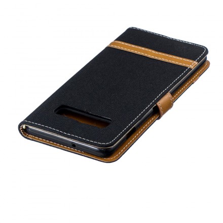 Samsung Galaxy S10 Plus stof en leer effect case met riem