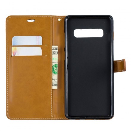 Samsung Galaxy S10 Plus stof en leer effect case met riem