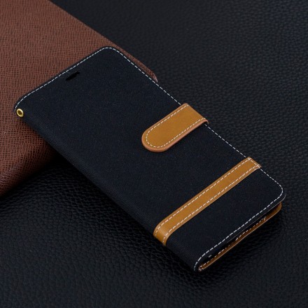 Samsung Galaxy S10 Plus stof en leer effect case met riem