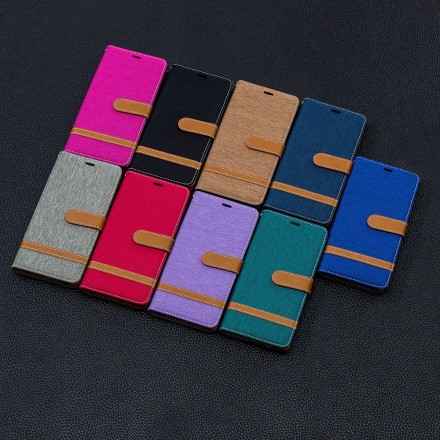 Samsung Galaxy S10 Plus stof en leer effect case met riem