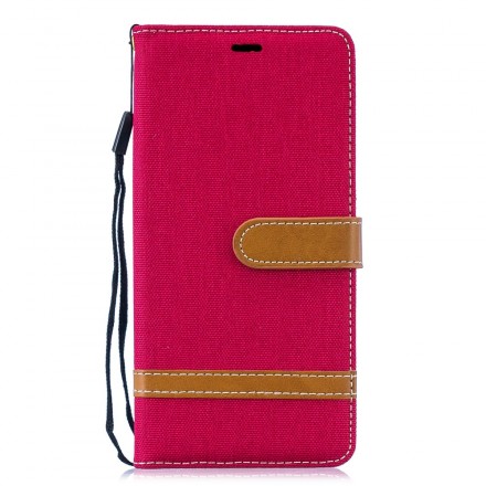 Samsung Galaxy S10 Plus stof en leer effect case met riem