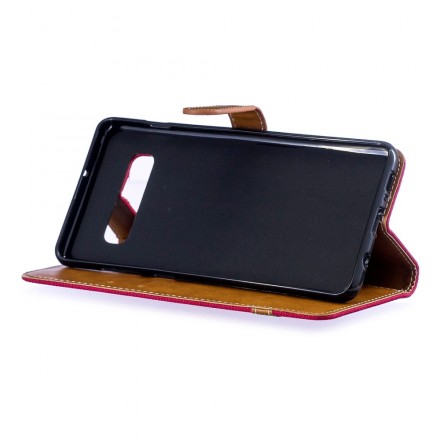 Samsung Galaxy S10 Plus stof en leer effect case met riem