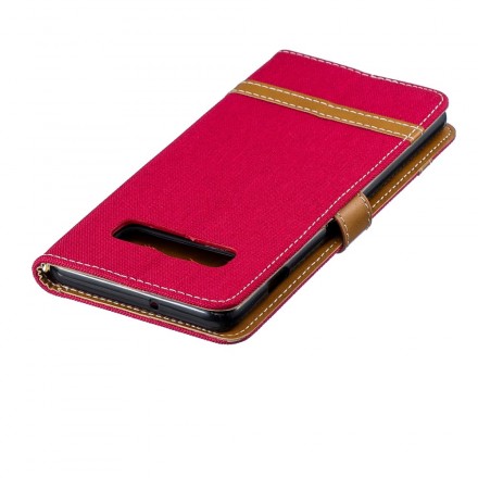 Samsung Galaxy S10 Plus stof en leer effect case met riem
