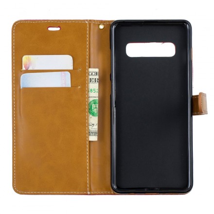 Samsung Galaxy S10 Plus stof en leer effect case met riem