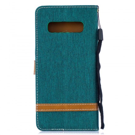 Samsung Galaxy S10 Plus stof en leer effect case met riem