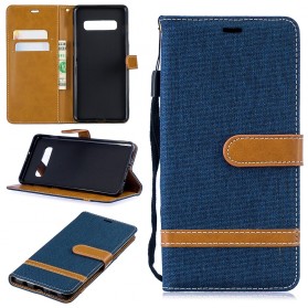 Samsung Galaxy S10 Plus stof en leer effect case met riem