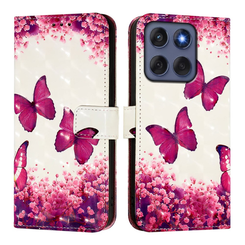 Hoesje Motorola Edge 60 / 60 Fusion Roze Vlinders