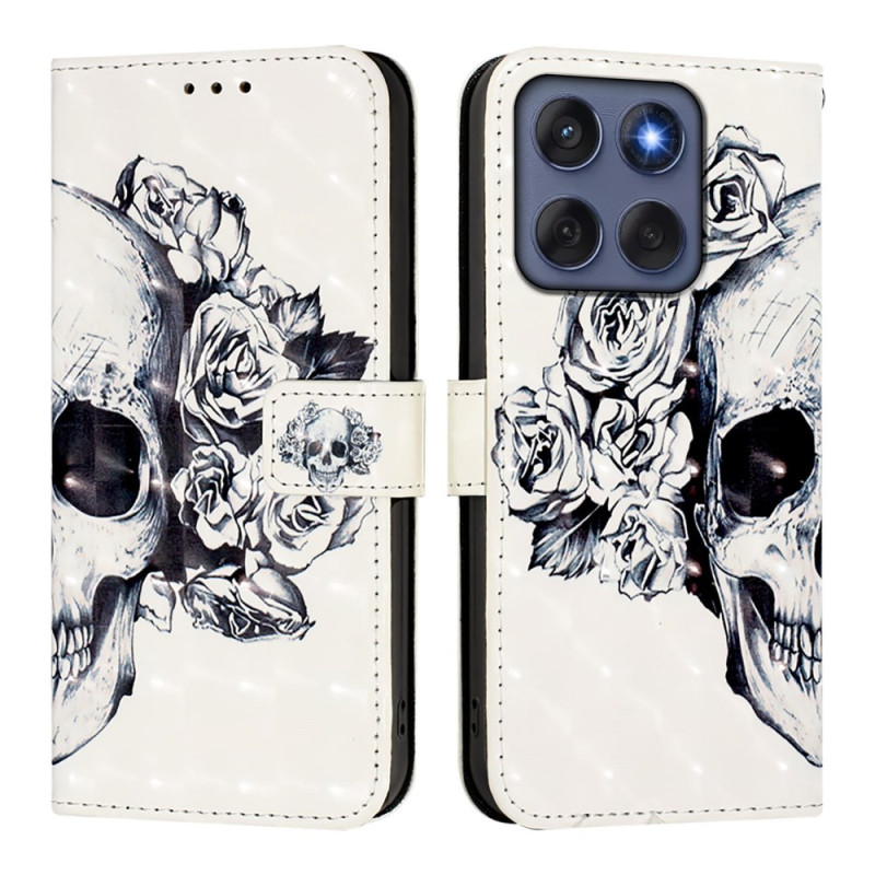 Hoesje Motorola Edge 60 / 60 Fusion Schedel & Kruisbeenderen Bloemen