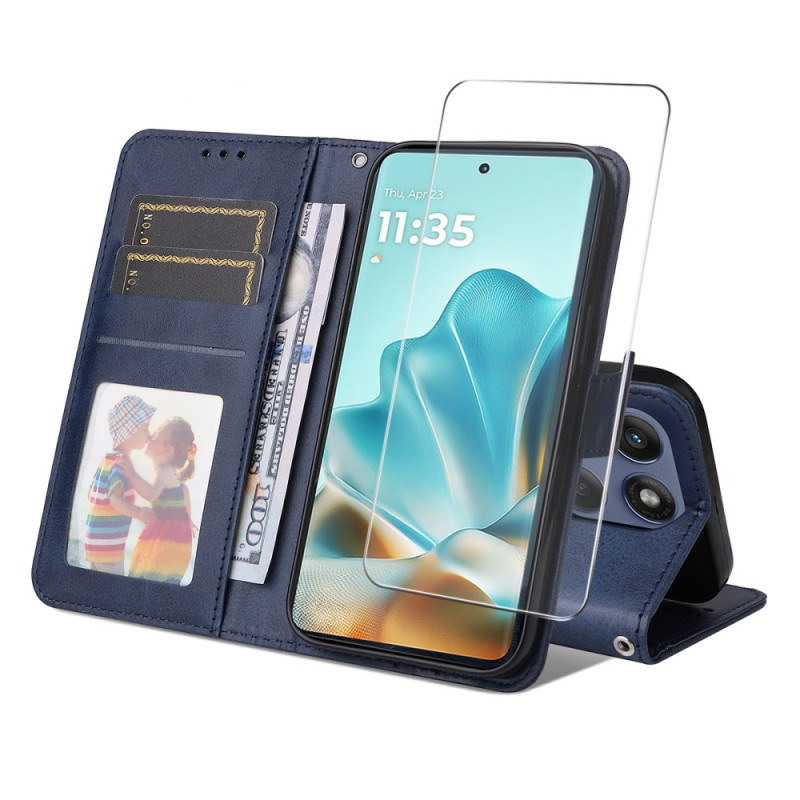 Hoesje Motorola Edge 60 / 60 Fusion Portemonnee met gehard glas screenprotector