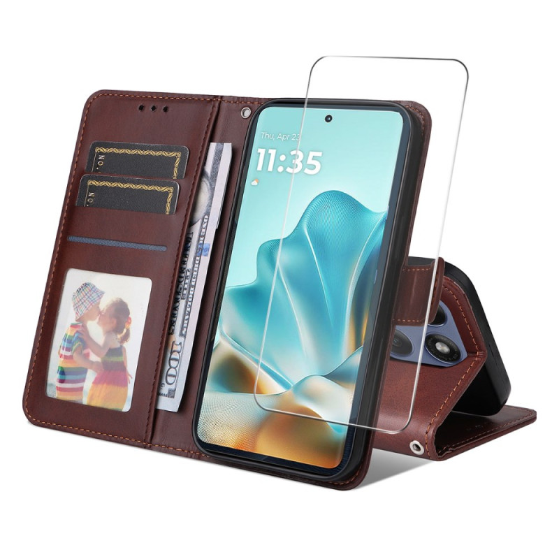 Hoesje Motorola Edge 60 / 60 Fusion Portemonnee met gehard glas screenprotector