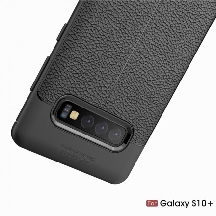 Samsung Galaxy S10 Plus Lederen Hoesje Lychee Effect Dubbele Lijn