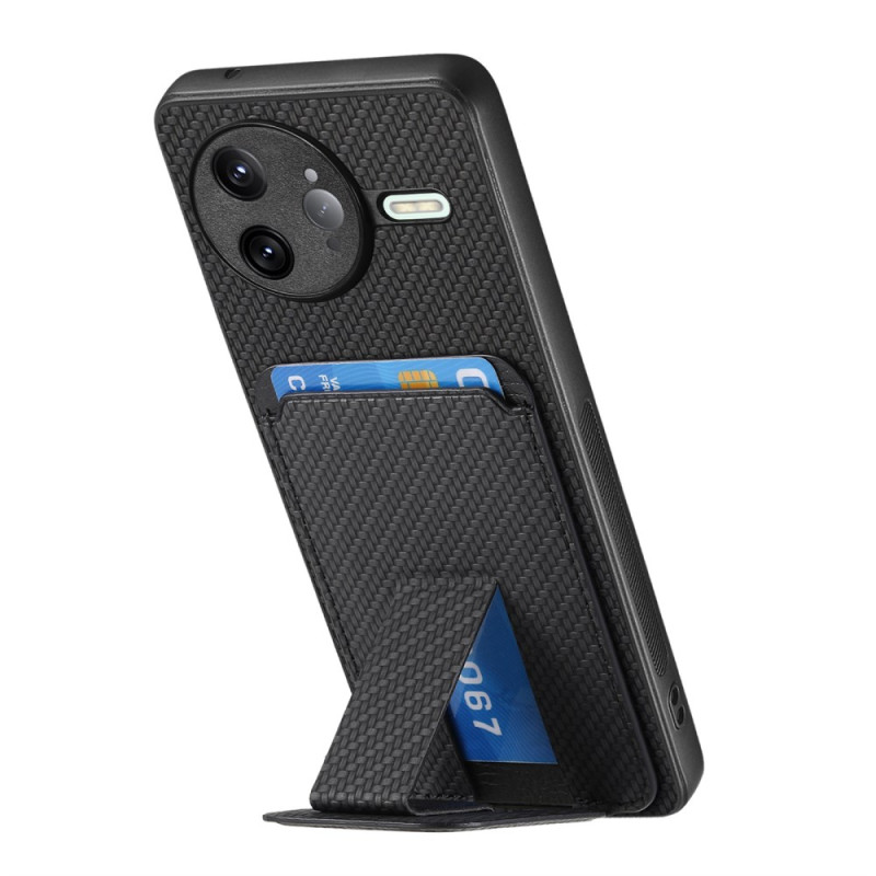 Poco F7 Ultra 5G Koolstofvezel hoesje met kaarthouder en geïntegreerde standaard