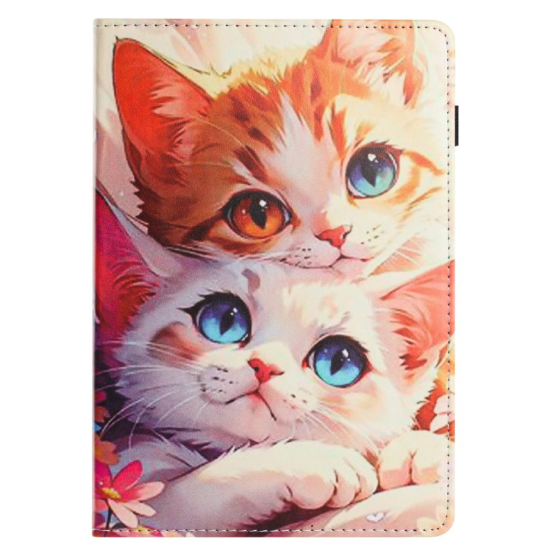 Samsung Galaxy Tab S10 FE / S9 / S9 FE Twee katten patroon hoesje