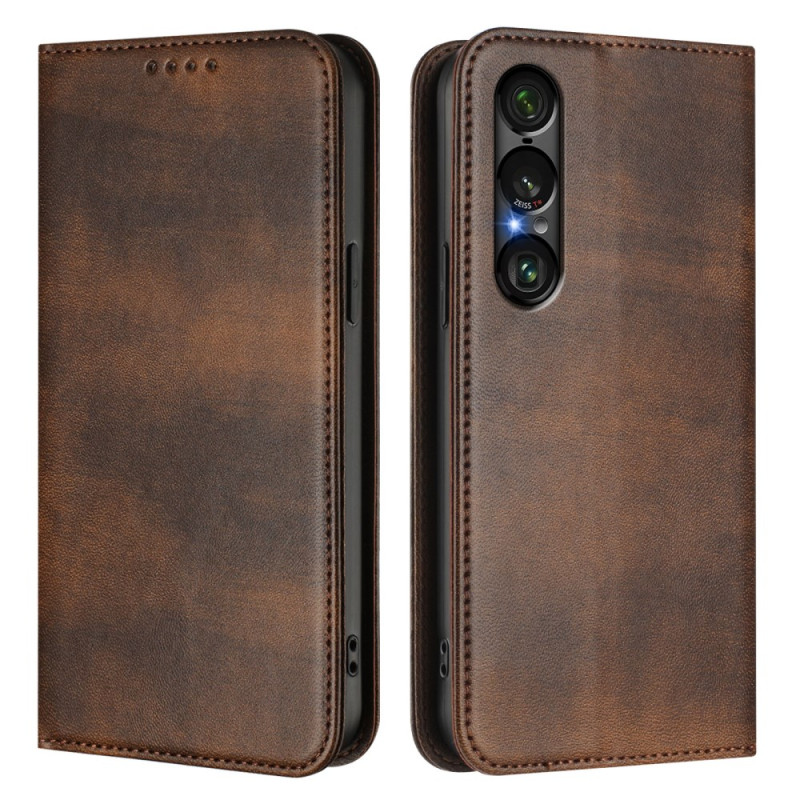 Flip Cover Sony Xperia 1 VII RFID Bescherming Retro Ontwerp