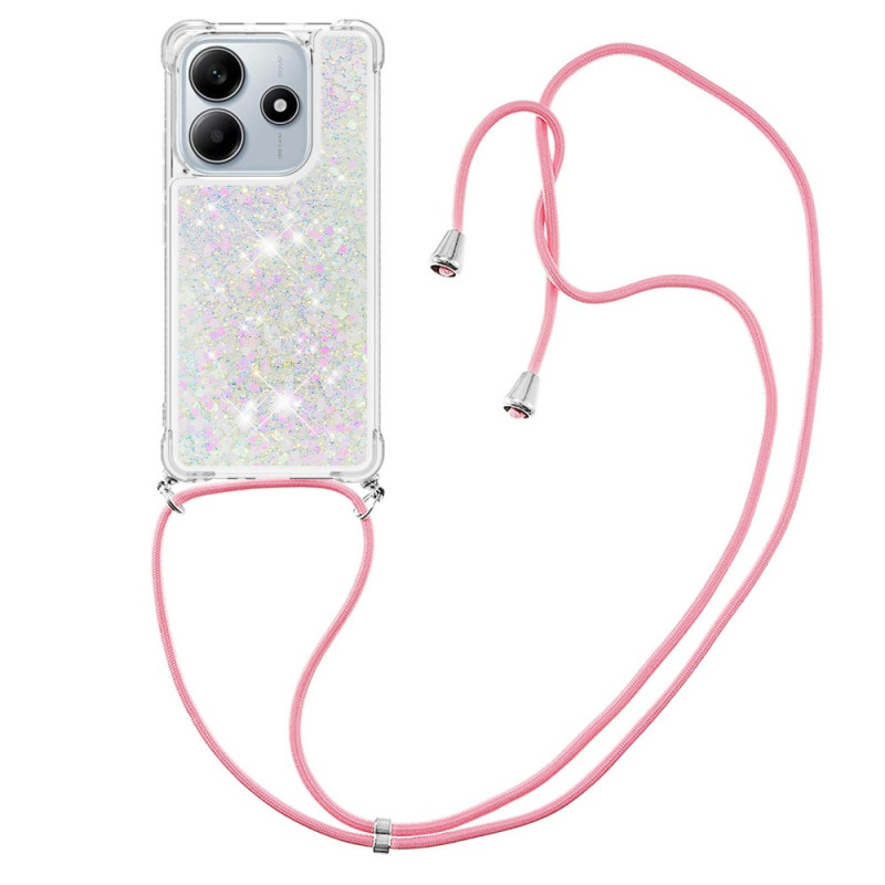 Xiaomi Redmi Note 14 4G glitter hoesje met koordje