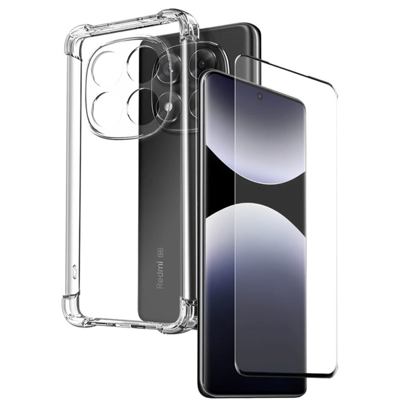 Xiaomi Redmi Note 14 Pro 4G Doorzichtig Hoesje met Gehard Glazen Schermbeschermer