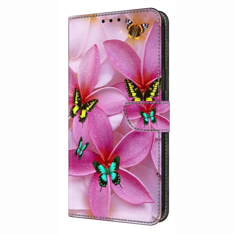 Xiaomi Redmi Note 14 Pro 4G Hoesje Roze Bloemen en Vlinders