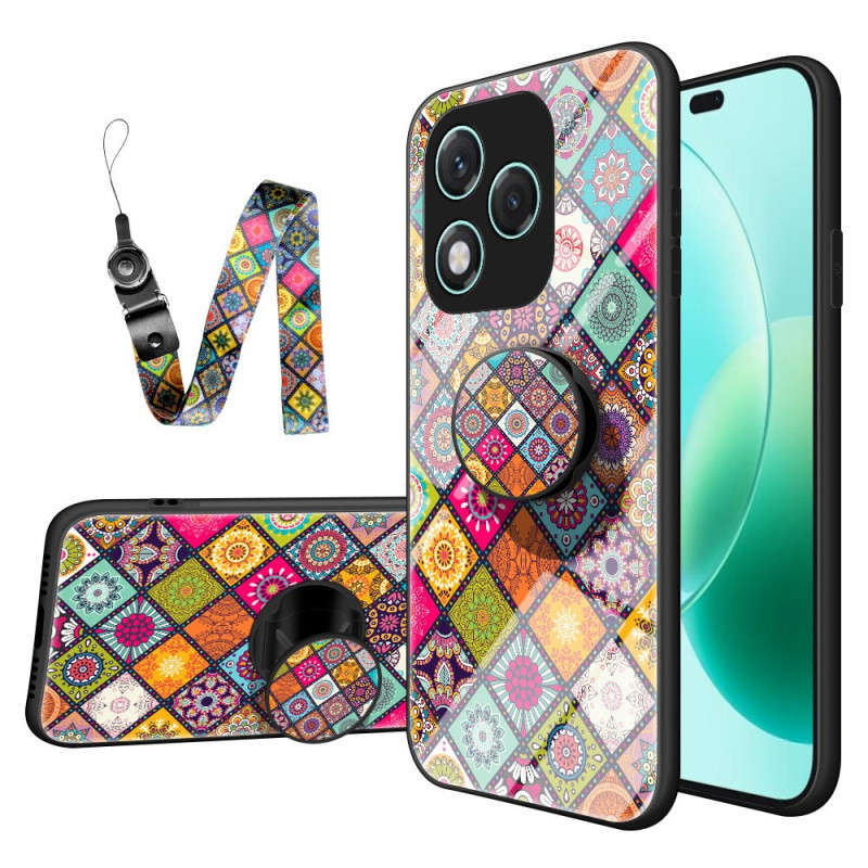Honor 400 Lite Draagkoord en Steunhoesje Patchwork Ontwerp