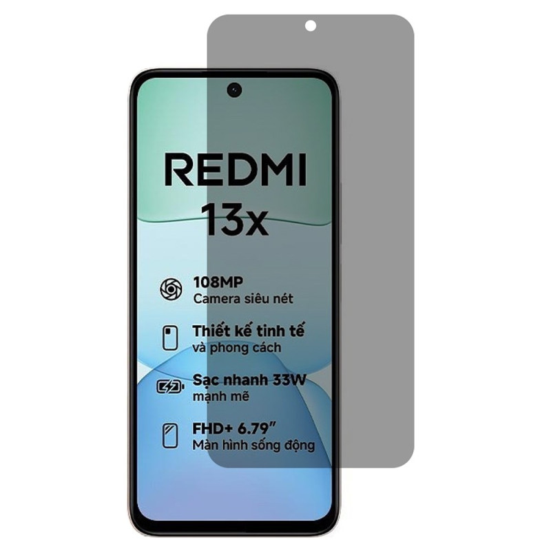 Anti-Spion Gehard Glas Bescherming voor Xiaomi Redmi 13X Scherm