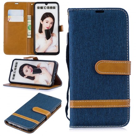 Honor 10 Lite / Huawei P Smart 2019 stof en lederen effect riem case