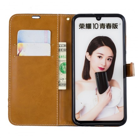 Honor 10 Lite / Huawei P Smart 2019 stof en lederen effect riem case