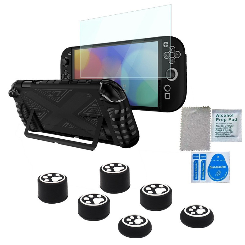 Beschermhoes voor Nintendo Switch 2 met screenprotector
 en joystickkapjes