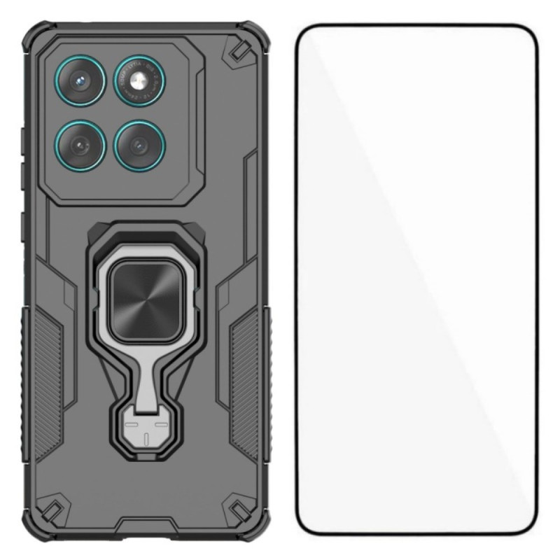 Geval Motorola Edge 60 gehard glas screenprotector en standaard