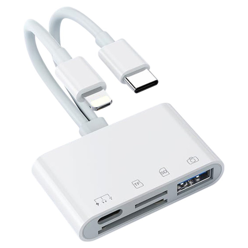 4-in-2 USB-C / 8-pins kaartlezer voor camera's