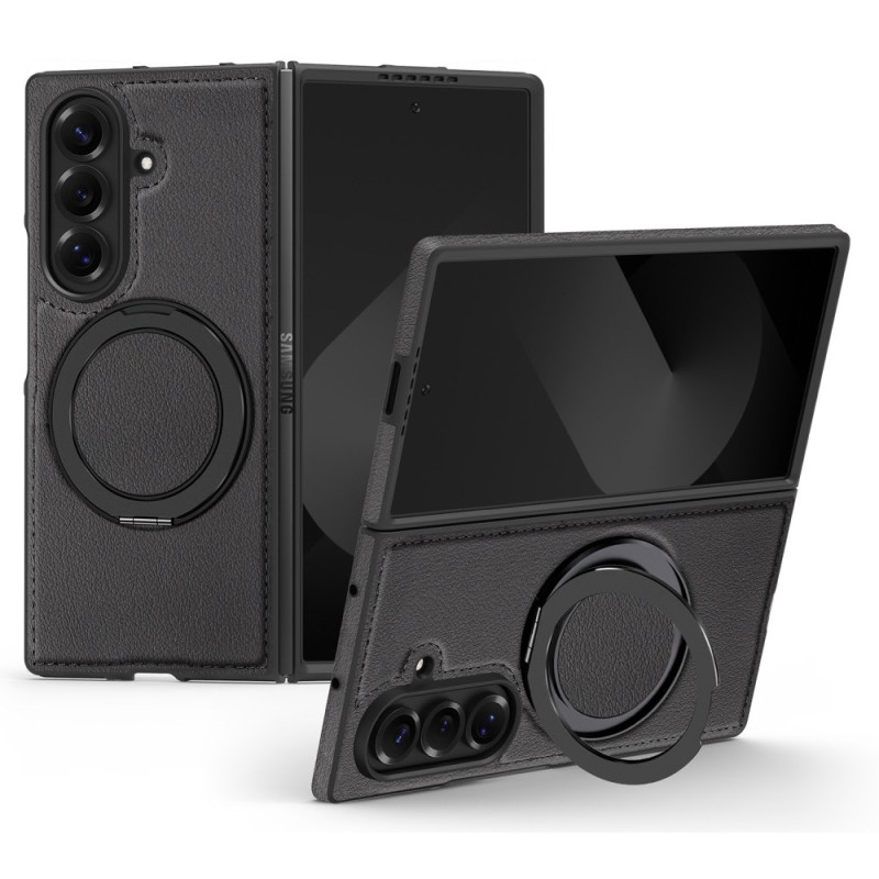 Samsung Galaxy Z Fold 7 MagSafe hoesje met leereffect en 360° draaibare steunring
