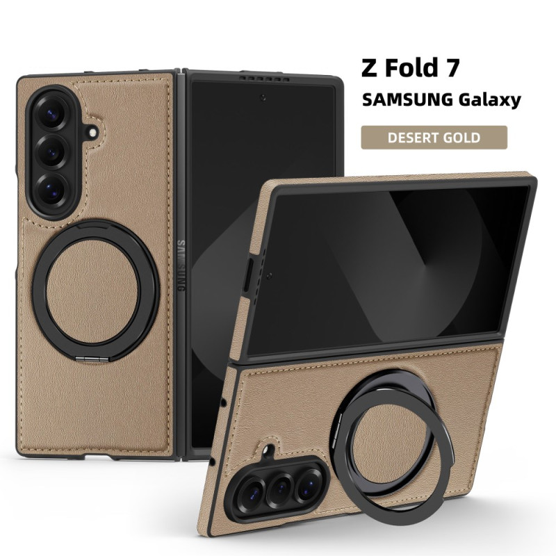 Samsung Galaxy Z Fold 7 MagSafe hoesje met leereffect en 360° draaibare steunring