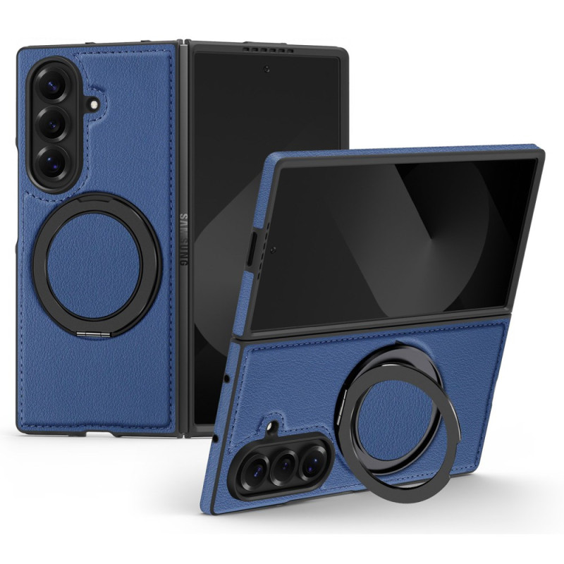 Samsung Galaxy Z Fold 7 MagSafe hoesje met leereffect en 360° draaibare steunring