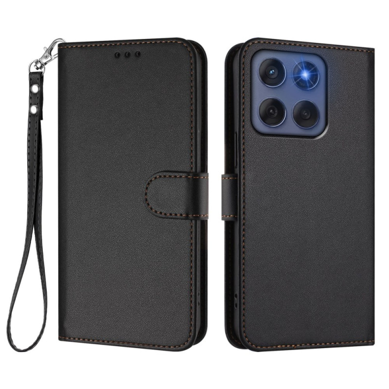 Cover Motorola Edge 60 / 60 Fusion stijl effen leer met riem