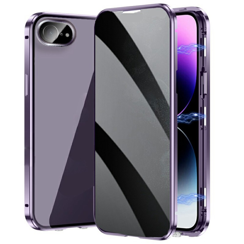 Anti-Espion iPhone 16E hoesje met dubbelzijdig gehard glas en magnetisch metalen frame