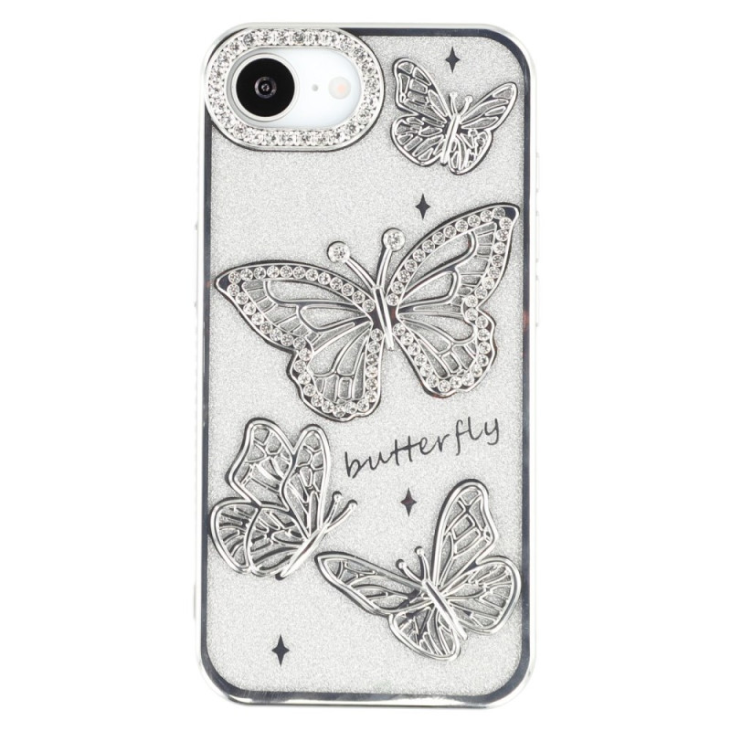 iPhone 16E 3D Vlinders Strass hoesje
