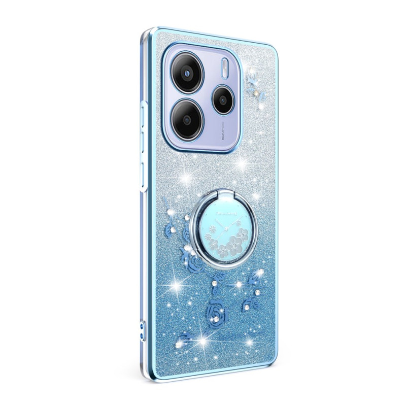Xiaomi Redmi Note 14 4G hoesje Strass en bloemen ring-ondersteuning