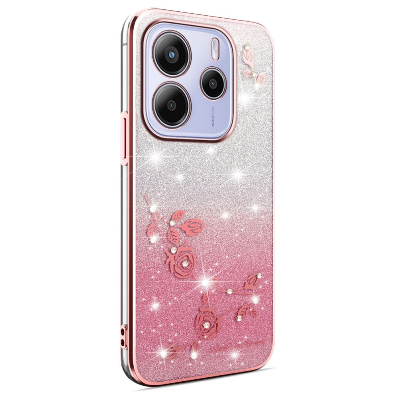 Cover voor Xiaomi Redmi Note 14 4G Kleurverloop Bloemen Glitter